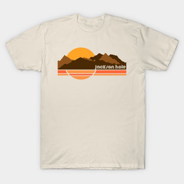 Jackson Hole Retro 70s Tourist Souvenir T-Shirt by darklordpug